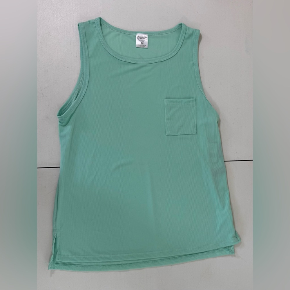 NEW Women BSP Sculpt Tank Top Light Green Size MEDIUM Racerback Turquoise